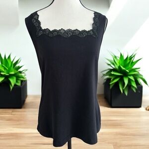 Talbots Black Lace Detail Top